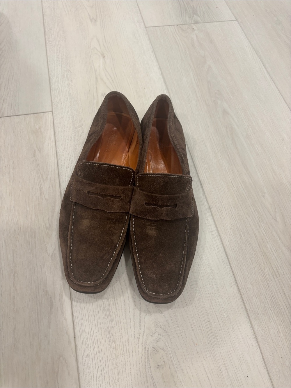 JM Weston Men's Brown Suede Penny Loafers - Classic Slip-On Style